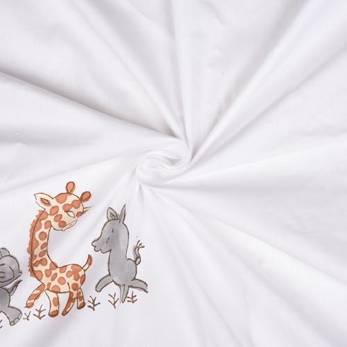 Image of LINENWALAS 100% Cotton Bed Sheet for Single Size Bed, Animal Printed Single Bedsheet for Childrens Room with 1 Pillow Covers | 210 TC Soft, Breathable, Luxury Bedsheet (Jungle Safari, 60 x 90 Inches)
