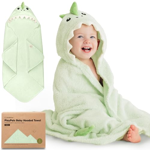 Image of KeaBabies Organic Baby Towel with Hood for Girls, Boys - Soft, Absorbent, 100% Cotton Hooded Baby Towels for Newborns, Infants, Large Hooded Bath Towels for Babies, Kids, Toddler 1-3 (Draco)