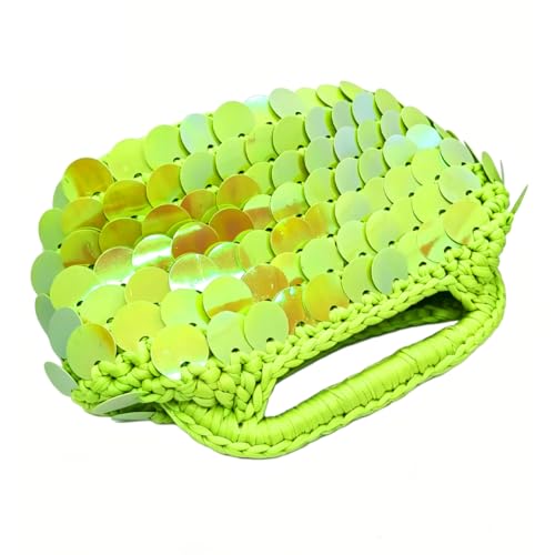 Image of Small Woven Clutch Purse Handmade Crochet Evening Bag Unique Sequin Clutch Handbag for Wedding Party Prom