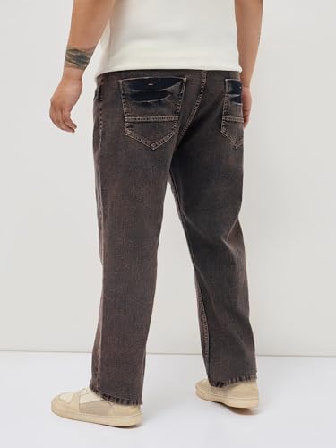 Image of Urbano Plus Men's Regular Fit Heavy Washed Denim Jeans Stretchable