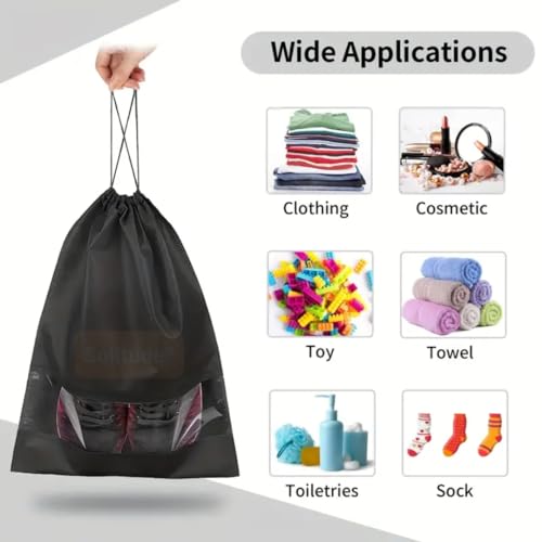 Image of Solitude Pack of 10 Shoe Bags for Travel & Storage Organizer | Dustproof Shoe Bag Pouches Travel Shoe Cover with Transparent Window for Travelling