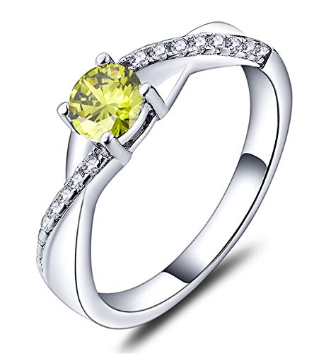 YL 925 Sterling Silver Engagement Rings 5MM Round Cut Birthstone Infinity Ring for Women