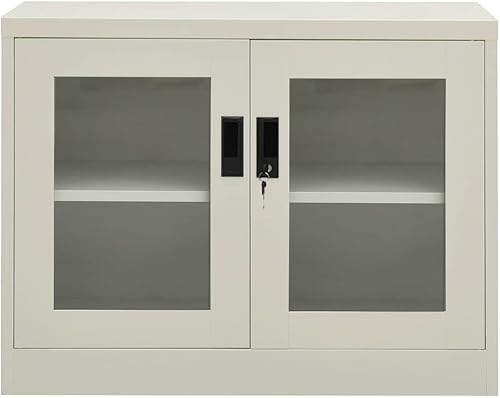 Miniatura 3 de Armario de oficina, gabinete de acero, armario de almacenamiento de acero con ajustable, gabinete para oficina, garaje, cocina, gris claro, 35.4 x