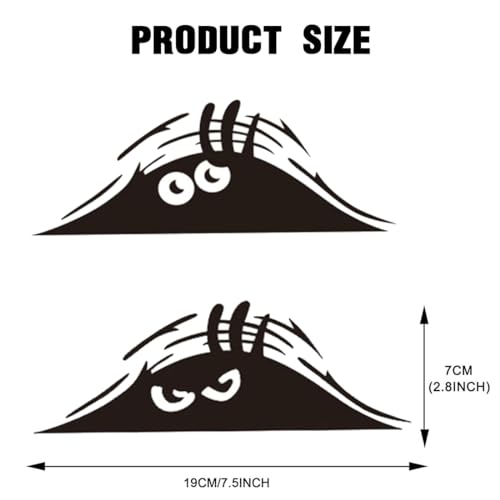 WJRQD 2 Stück Cartoon Funny Peeking Monster aus Vinyl, selbstklebend, Peeking Monster gruselige Augen Autoaufkleber Peeking Elf Decal Wasserdicht Lächeln und Angry Schwarz Aufkleber (schwarz)