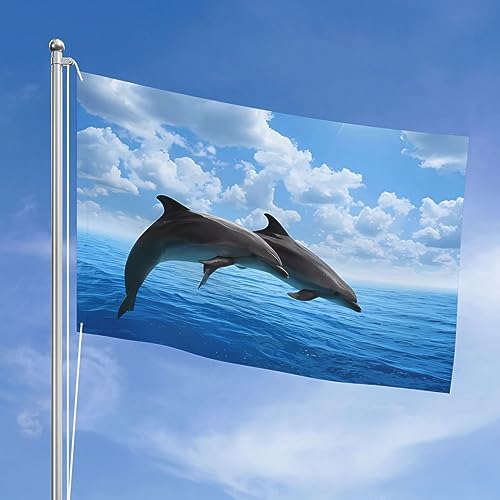Drapeau dauphins 1,2x1,8m en polyester premium résistant aux UV - 2
