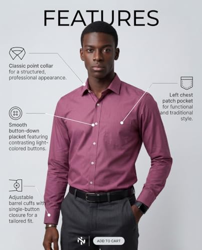 Image of INKAST Men's Cotton Blend Plain Formal Shirt | Full Sleeves Solid Shirts| Straight Regular Fit | Office and Regular Wear