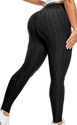 BURUNST Butt Lifting Leggings for Women High Waist Scrunch Butt Leggings Tummy Control Tiktok Leggings Booty Lift Workout Black