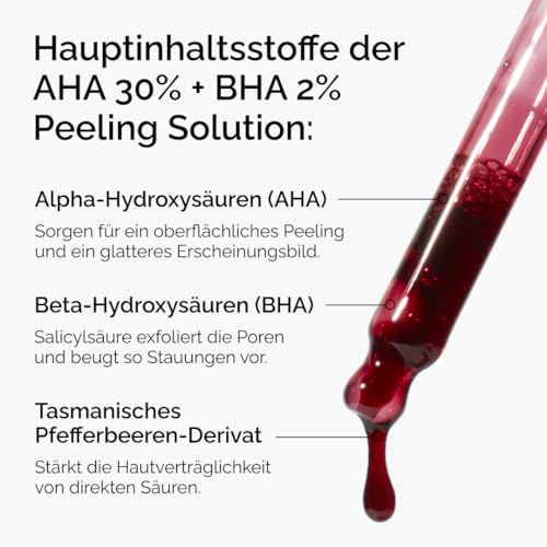 The Ordinary AHA 30% + BHA 2% Solution, Peeling-Lösung mit Alpha-Hydroxysäuren und Beta-Hydroxysäuren, Fortschrittliches Peeling für strahlendere Haut, 30ml