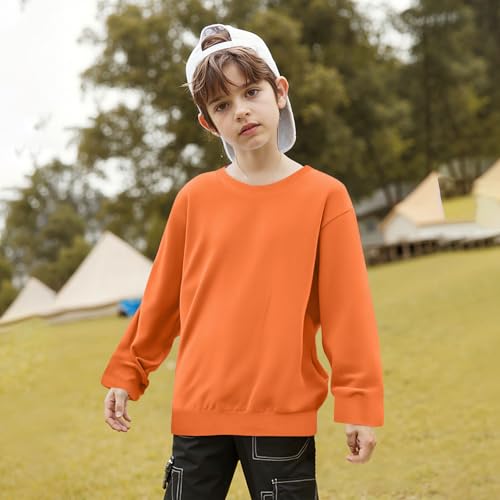 Girls Boys Drop Shoulder Crewneck Sweatshirt Loose Long Sleeve T-Shirts Kids Solid Color Casual Tunic Tops for 4-14 Years4