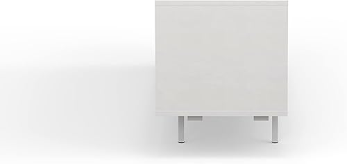 Miniatura 6 de Glenwillow Home Atlas - Armario moderno para TV de 78 x 20 pulgadas marco blanco puerta y cajones blancos base blanca