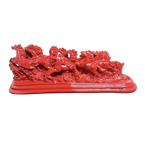 Image of Red Horse | Vastu 12 Running Horses |Size-39cm Approx |Weight- 1800gm Approx | 12 Horses Vastu Remedy | Decorative Showpiece for Home and Office |Pack of 1