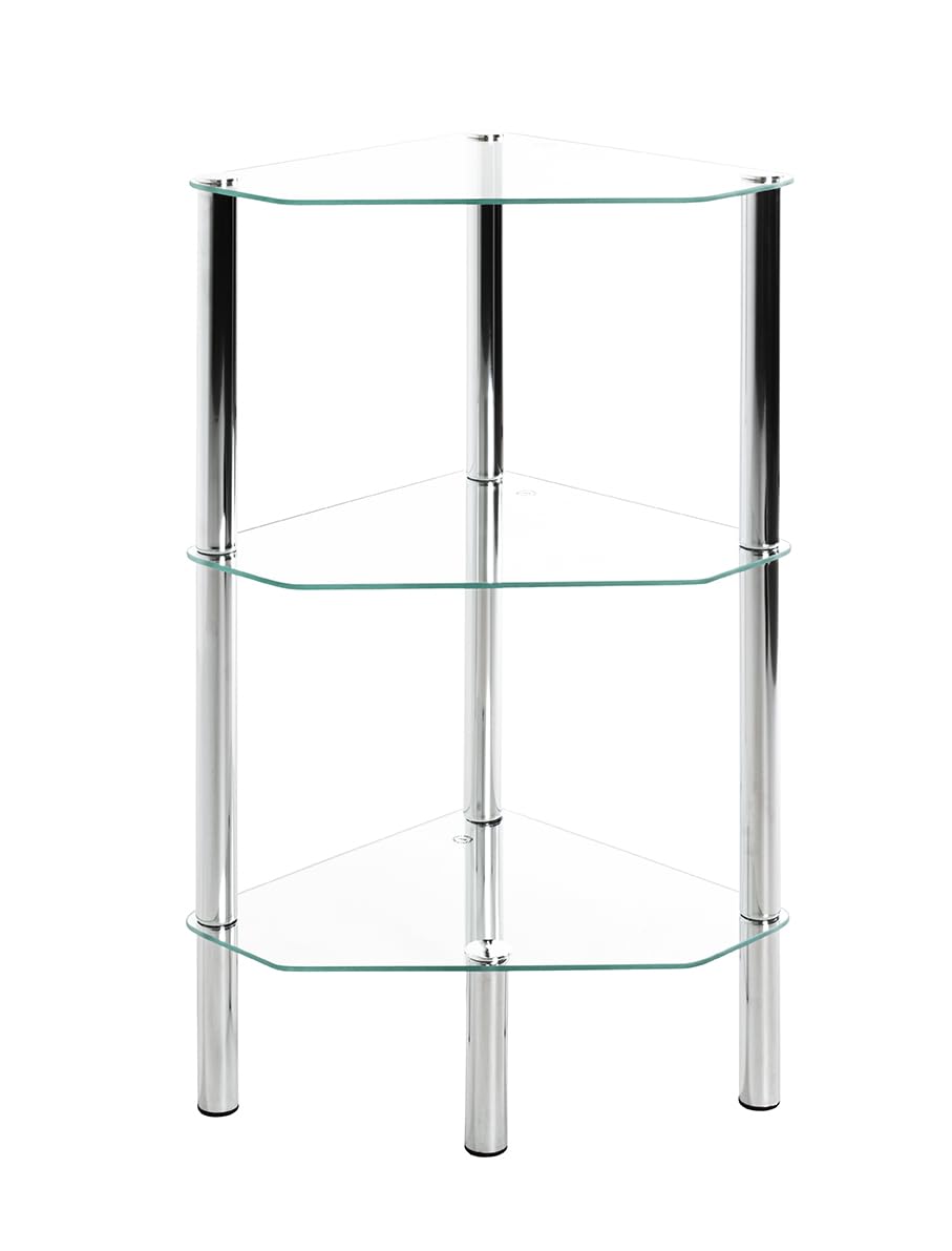 HAKU Estante cromo, Metal, cristal de seguridad - Dim.: AN 45 cm x AL 77 cm x P 32 cm, Estilo: Moderno