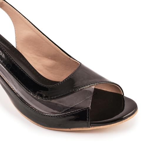 Image of Classic Closed Pointed Toe Mid Block Thick Heel Slingback Pumps for Women Signora106| Glitter Fabric Dress Shoes | Wedding Party | Evening Trendy Signora106