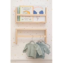 Estanteria Montessori Madera TWR ® Estanteria infantil - Estantería Montessori- Expositor libros infantil para pared en madera natural - Medidas: 50cm x 25cm x 10cm (Hecho en España) (Doble (2 unidades))