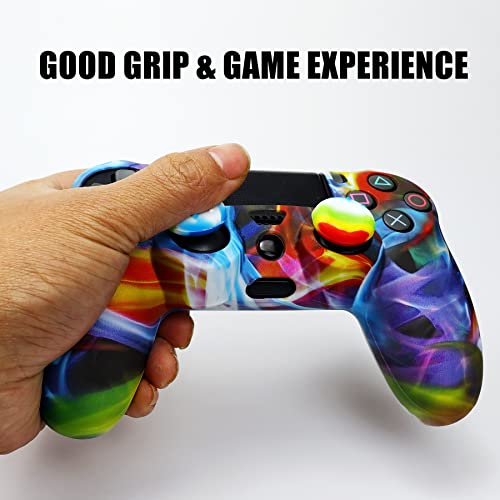 Image of Skin for Ps4 Controller, 1pc Anti-Slip Shell Cover Case with 10 Joystick Grips Silicone Cover Sticker for PlayStation 4 Controller(PS4 Controller #15)