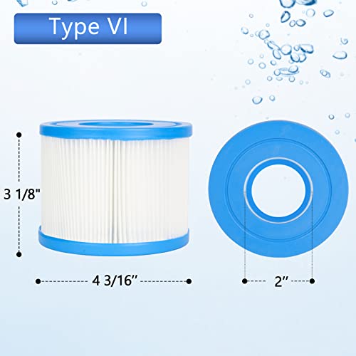 Juwo Type Vi Hot Tub Filter Compatible With Coleman Saluspa, Lay-Z-Spa, Spa Filter 6-Pack #TOP2