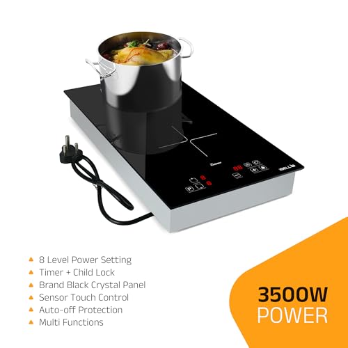 Image of iBELL EMINENCE02, 3500W, 2-Zone Induction Hob with Touch Controls & Toughened Glass, High Speed Heating, Energy Efficient, Perfect for Modern Kitchens (black)