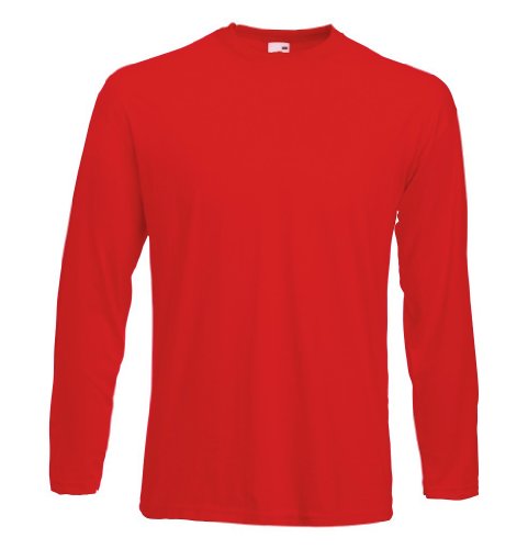 Fruit of the Loom Value Weight LS T T-Shirt, Rosso...