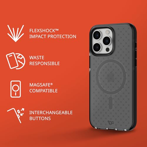 Image of Tech21 Evo Check case for iPhone 15 Pro Max - Compatible with MagSafe - Impact Protection Case - Smokey /Black