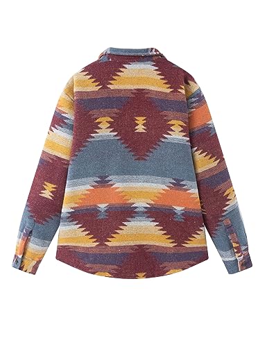 Image of FindThy Men's Brushed Flannel Shirts Ethnic Aztec Print Button Up Lapel Tribal Shirt Jacket Shacket