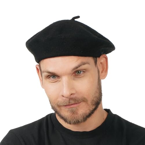 Chaks - boina para adultos, estilo clásico francés, boina de lana, sombrero de pintor para carnaval, fiesta temática