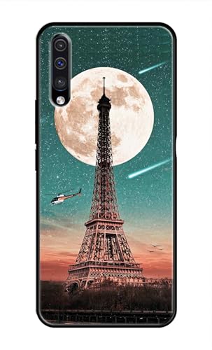 Image of Metal TPU Printed Back Cover for Samsung Galaxy A50 | A50s (Lovers Eiffel Tower) 360 Degree Protection | Camera Protection -25092024(AR)