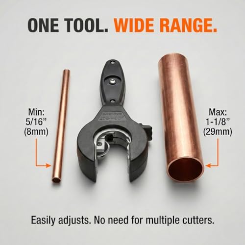 HalfofLife Ratcheting Pipe Cutter, 2 in 1 Close Quarters Tube Compact Cutter, Ratcheting Pipe Cutter Tool for Cutting Copper and Metal Pipes, Pvc, Ppr, Plastic Hoses (5/16\" To 1 1/8\")