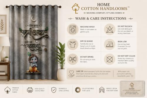 Image of Shubh Janmashtami Digital Print Eyelet Curtain| 7Ft 1pc| Home Decor