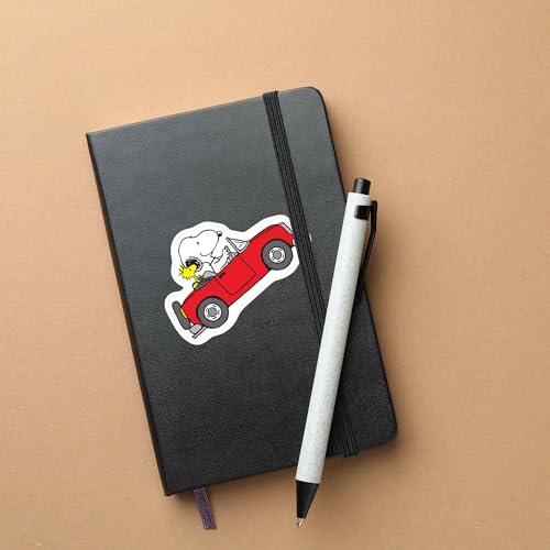 Image of Peanuts Snoopy and Woodstock in Car Adhesive Vinyl Decal - Playful Snoopy Sticker for Car, Laptop, or Window