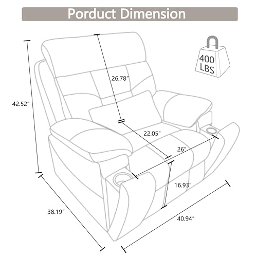 Dual Motor Power Lift Chair Recliners, 180°Lay Flat Sleeping Recliner Chairs for Elderly with Heat Massage, Spacious Seat, Cup Holders, Side Pockets, Lumbar Pillow, Up to 400LBS
