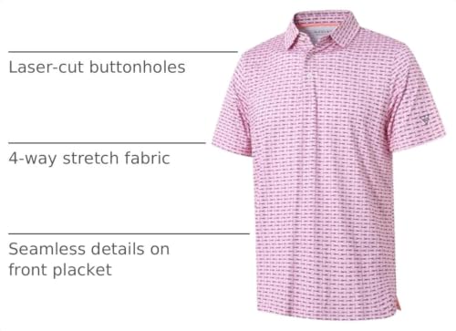 Image of Golf Shirts for Men Dry Fit Short Sleeve Print Performance Moisture Wicking Polo Shirt
