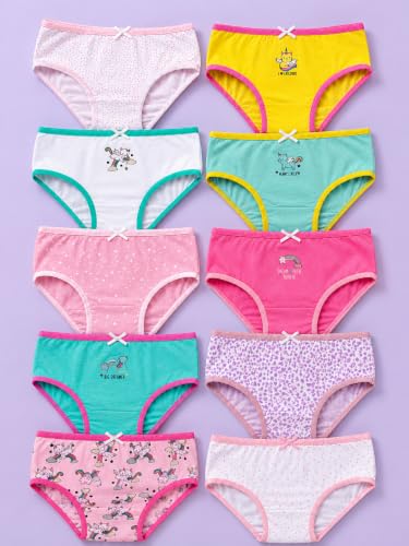 Image of TuddyBuddy Girl's 100% Cotton Graphic Prints Briefs /Panty /Underwear /Panties, Multicolor