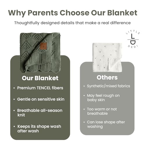 Image of Hypoallergenic Baby Blanket - 30x40 Inches Pepper Green, Oeko-TEX Certified, Thermal-Regulating, Silky Soft Knit for Girls & Boys - Swaddle, Toddler, or Receiving Blanket