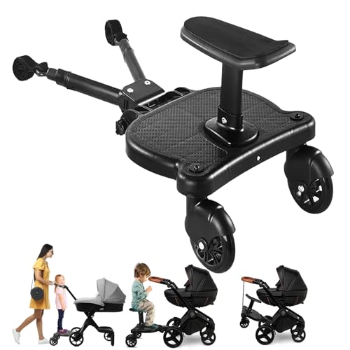Universal Stroller Board with Detachable Seat for New Parents, 2 in 1 Sit & Stand Stroller Board, Stroller Standing Board, Stroller Attachment for...