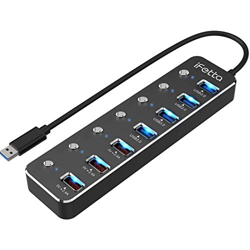 USB Data Hub Splitter with USB Hub Adapter Compatible with MacBook, Windows and More (USB 3.0 hub)