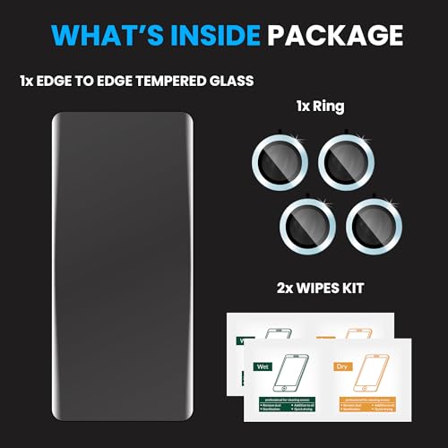 Image of ArmourPro UV Tempered Glass for Motorola Edge 70 Fusion 5G with Blue Camera Ring Guard Combo, Crystal Clear Screen Protector, Case Friendly, Anti-Scratch, Bubble-Free Installation Kit