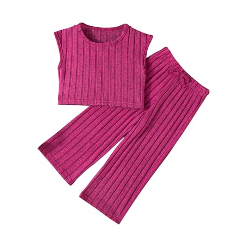 Girls Knit 2 Piece Set Sleeveless Top and Drawstring Pants Soft Cotton 𝐋oungewear Kids Toddler Solid Summer 𝐒leepwear