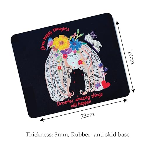 Image of anujarusiya | Affirmation Mousepad | 3mm | Non Slip | Perfect for Gifting| Grow Happy Thoughts