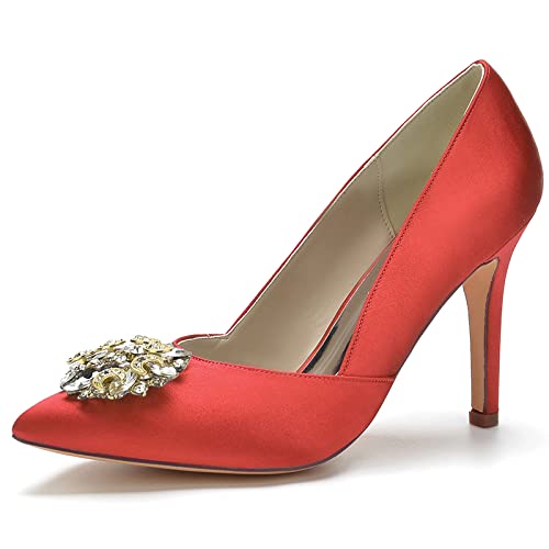 Chaussures de mariage à talons hauts anti-fatigue en strass avec bout pointu souple