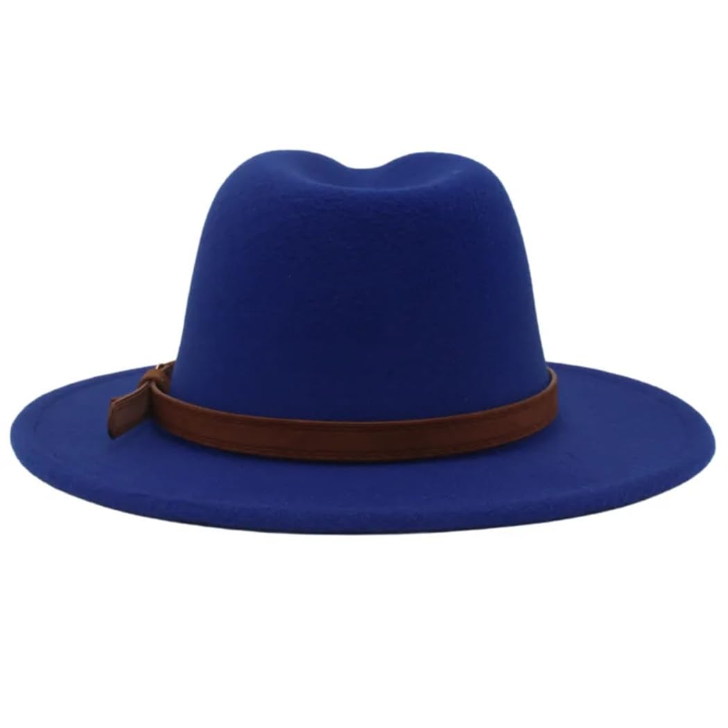 Unisex Big Brim Brown Belt Feltro Cap Uomini Western Cowboy Fedora Cappello Donna Elegante Partito Chiesa Vestito Cap