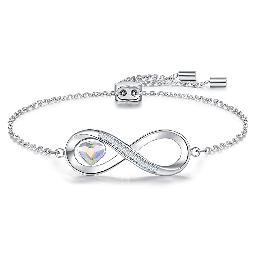 Bijoux Femme Argent Pendentif Infini Cœur Zirconia, cadeau Noël original et élégant pour elle
