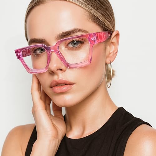 Image of livho Oversized Eyewear Frame for Woman and Men - Rectangle Fashion Glasses for Computer, Chic Preppy Frame