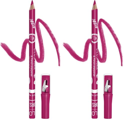 Image of Colors Queen Eye & Lip Liner Pencil with Sharpener | Long Lasting & Smudge Proof Lip Liner | Matte Finish, Rich Color Payoff Sharpenable Pencil (Pink) (Pack of 2)