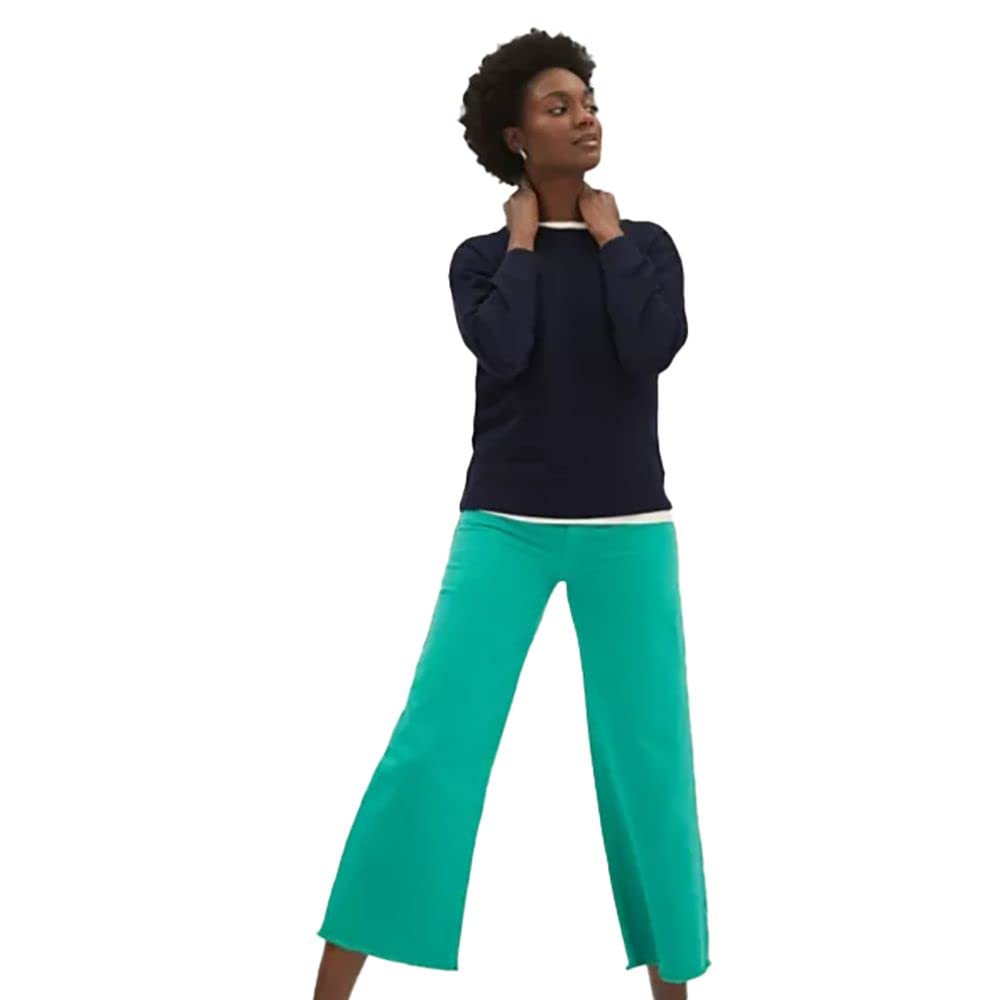 Womens Solid Cotton Blend Crew Neck Relaxed Fit Sweatshirt