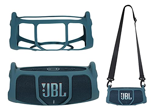 Coque en silicone pour JBL Charge 5 housse protection intégrale étui bleu pour haut-parleur