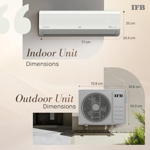 Image of IFB 1 Ton 3 Star,New star rated, AI Powered Inverter Split AC,Hybrid Mode, 8in1 Flexi Mode, Heavy Duty Compressor, Long Air Throw, Self Clean, Dual Gold Fins, 100% Copper, CI133SL11RGM3, white