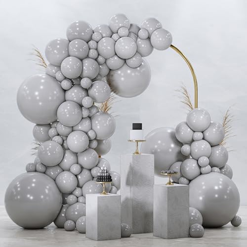 Image of PartyWoo Gray Balloons 120pcs Matte Gray Latex Balloons Different Sizes | 18 12 10 5 Inch for Baby Shower Graduation Anniversary Birthday Bridal Shower Gender Reveal Party Decorations Gray-Y71