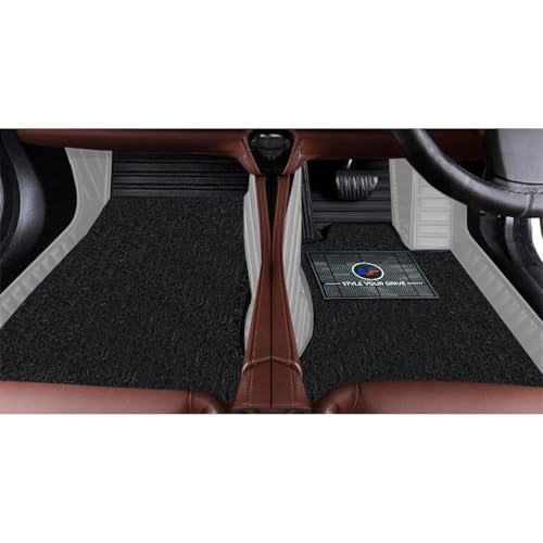 Image of Autofurnish Combination 9D Car Mat Full Set for Maruti Suzuki Swift 2024 || Luxury Leather Dual-Stitch Full Set 9D Car Floor Mat || 100% Waterproof || Color : Black XV-Greige