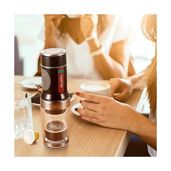 Máquina de café portátil Mini Manaul Espresso Machines Cafetera manual para cápsulas de café y café molido Botella de… - Imagen 5