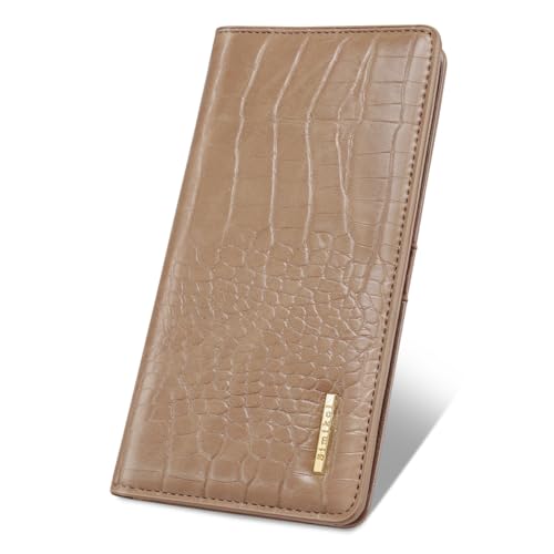 Image of Wallet Women Bifold Faux Crocodile Leather Slim Thin Long Wallets